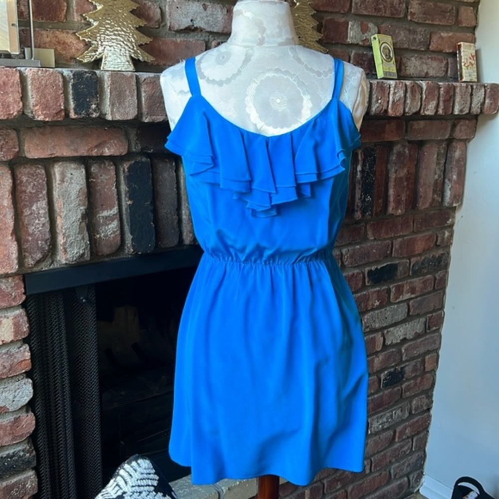 ***100% SILK*** A--Company Mini Bright Blue‎ Dress